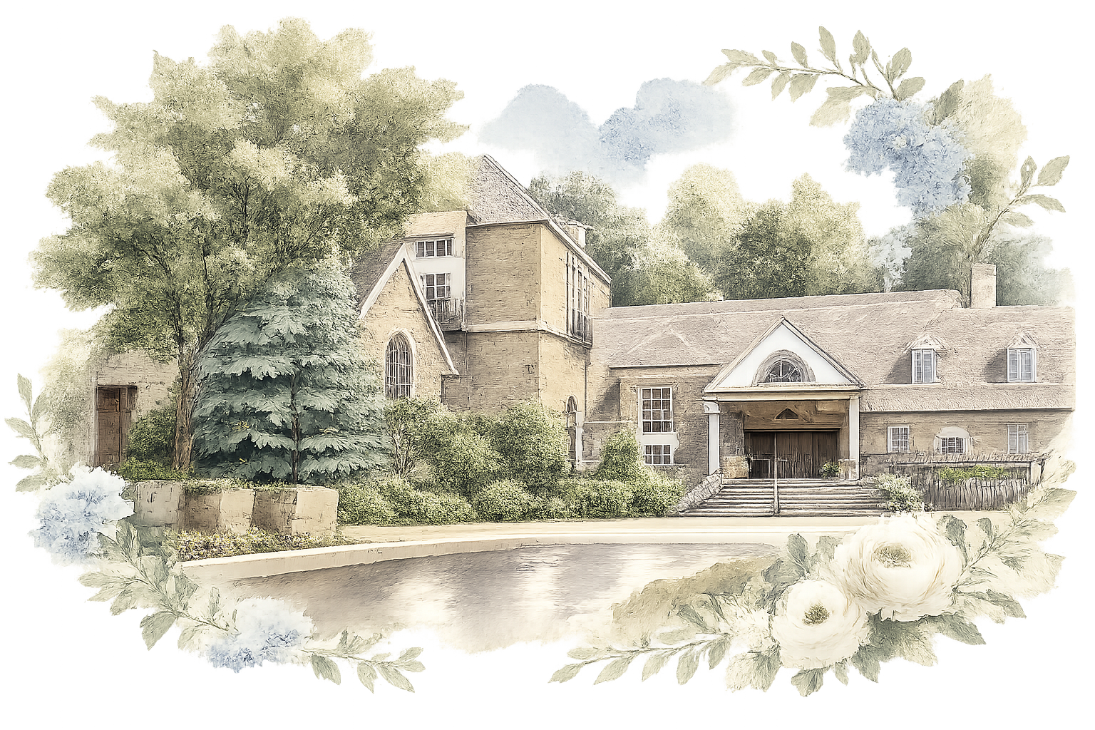 Watercolor illustration of Glenerin Inn and Spa